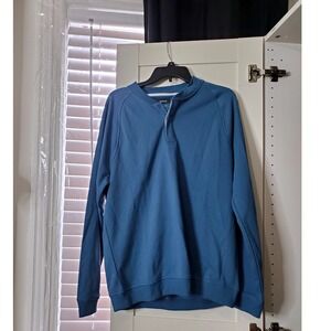 NWT Alfani Pullover Sweater Henley Neck Long Sleeve Casual Blue Mens Size L